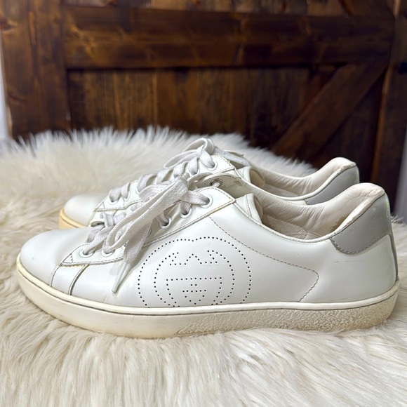 GUCCI Ace Perforated Leather Sneakers - Picture 2 of 14